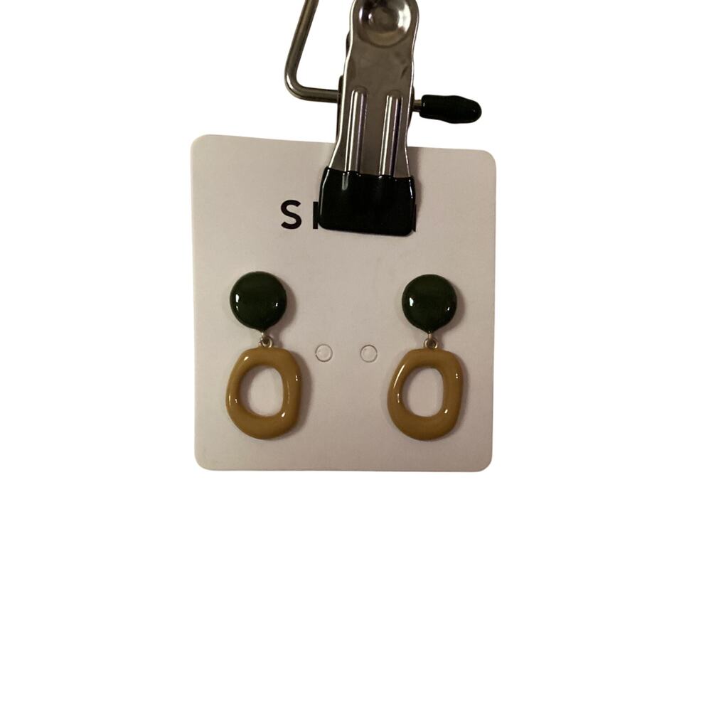4537 SHEIN NIP Minimalist Two-tone Geometric Resin Drop Earrings